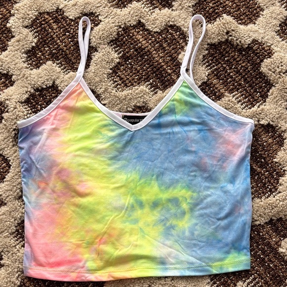 Colorful Tie-Dye Women's Crop Top - Picture 2 of 7